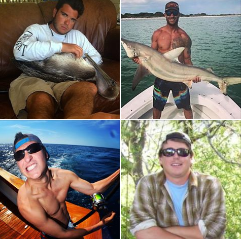 Photos of the four culprits, Michael Wenzel, Robert Lee "Bo" Benac, Spencer Heintz, and Nicholas Burns Easterling