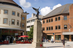 Woking station town square where Natasha Claus was arrested