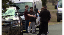 Nicolas Shaughnessy being photographed the day his father was shot to death in their home on Oliver Road on March 2, 2018.