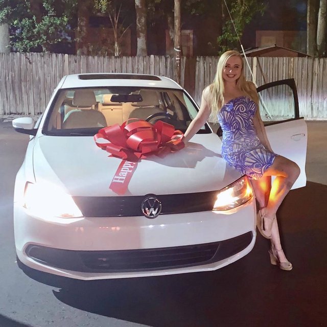 Niki Peacock and a car her parents girted her for 18th birthday