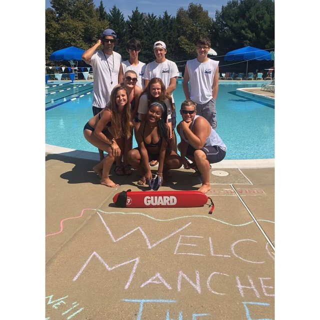 Pierce with his fellow lifeguards