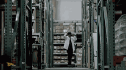 Gif of Paul Rodriguez Skateboarding through Primitive Headquarters.