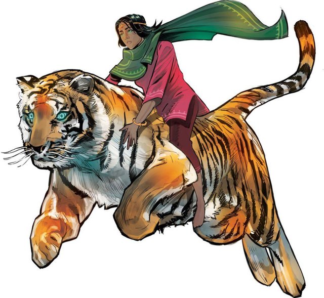 Priya and her flying tiger, Sahas