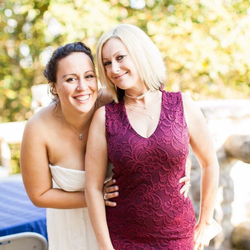 Rebecca Smith as a bridesmaid at a friend's wedding