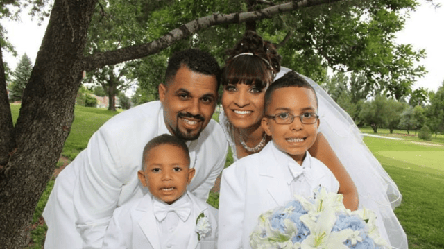 Rene on the day of his wedding with his family.