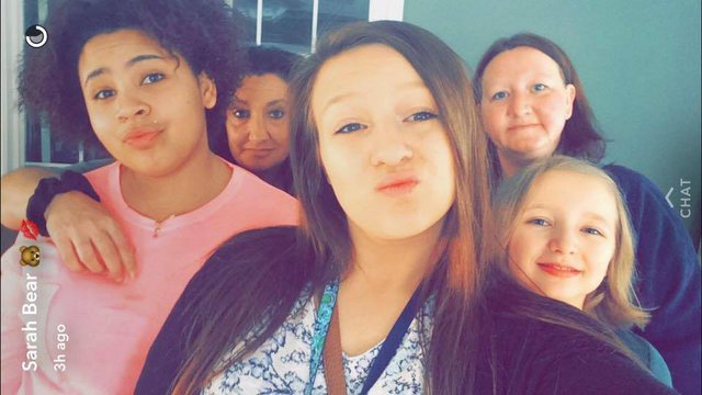 Sarah Bradbury with friends and family