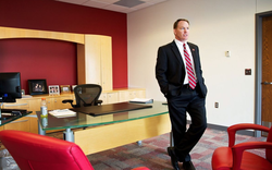Photo of Shawn Eichorst inside of the office he once worked at for the Huskers.