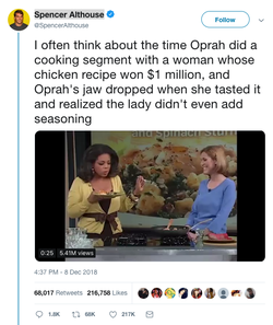 Twitter post of Spencer Althouseabout Oprah.