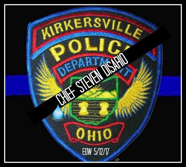 Poster in Steven's memory with the Kirkersville Police Department badge