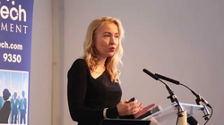Speaking at a conference