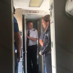 Photo of Tammie Jo Shults while inside of the aircraft that she help put down.