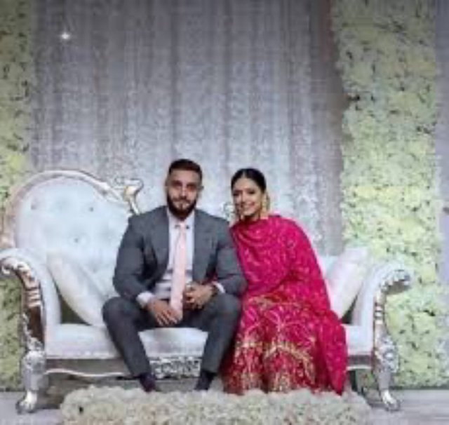 Tannu Kaur Gill with her husband on their wedding week