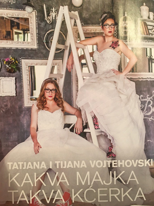 Tatjana Vojtehovski and her daughter Tijana in a photo-shoot for a Serbian magazine "Glorija"