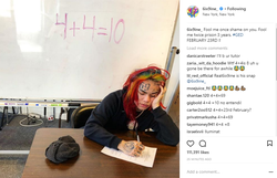Instagram post of 6ix9ine studying for his GED