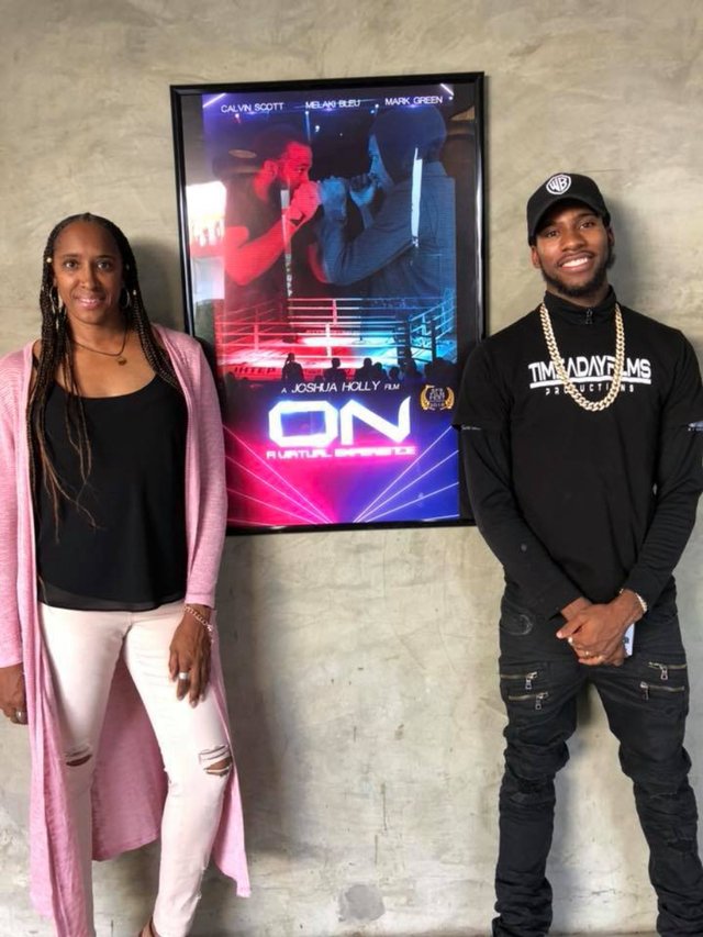 VFXJOSH and his Mother Erika Lovett Holly at the premiere of "ON: A Virtual Experience"