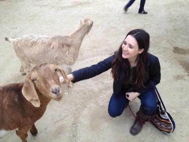 Whitney with goats