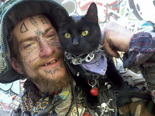 A wook and his cat