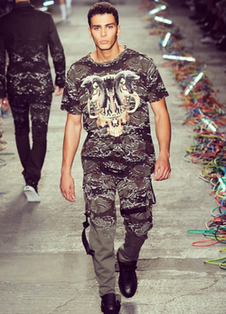 Younes Bendjima runway modeling for Marcelo Burlon