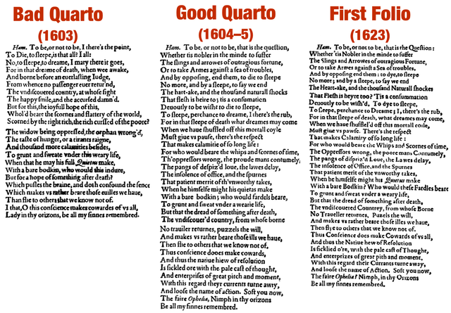Early texts of Shakespeare's works
