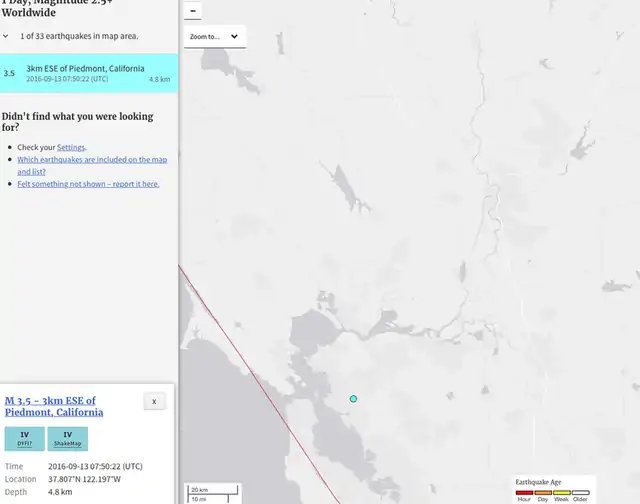 Piedmont Earthquake 13 September 2016 00:50 PST