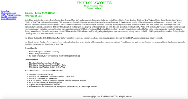 www.kmkhanlaw.com (website) - Khizr Muazzam Khan Law office website